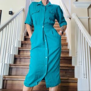 Vintage 80’s Green Wiggle Dress by Sally Lou S/M
